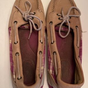 Sperry Women's Tan and pink Boat Shoes Size 8.5
